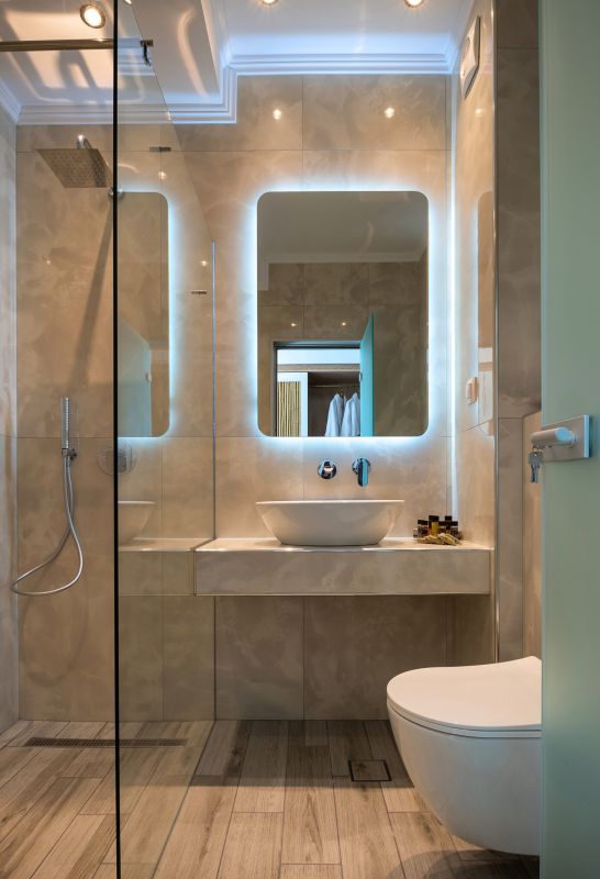 Backlit Mirror and Modern Fixtures